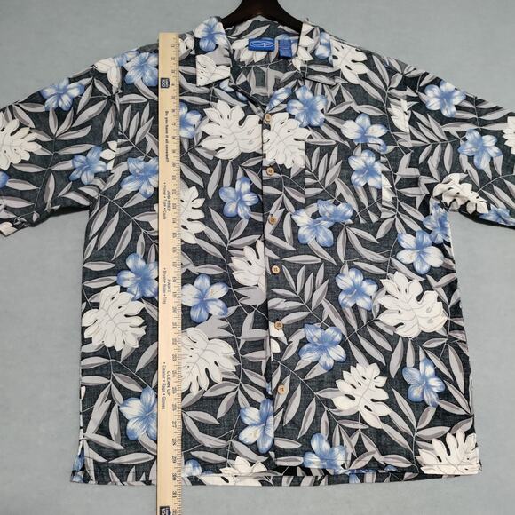 OP Ocean Pacific Men's Hawaiian Button Shirt Size Large Cotton Tropical Floral - Picture 10 of 12